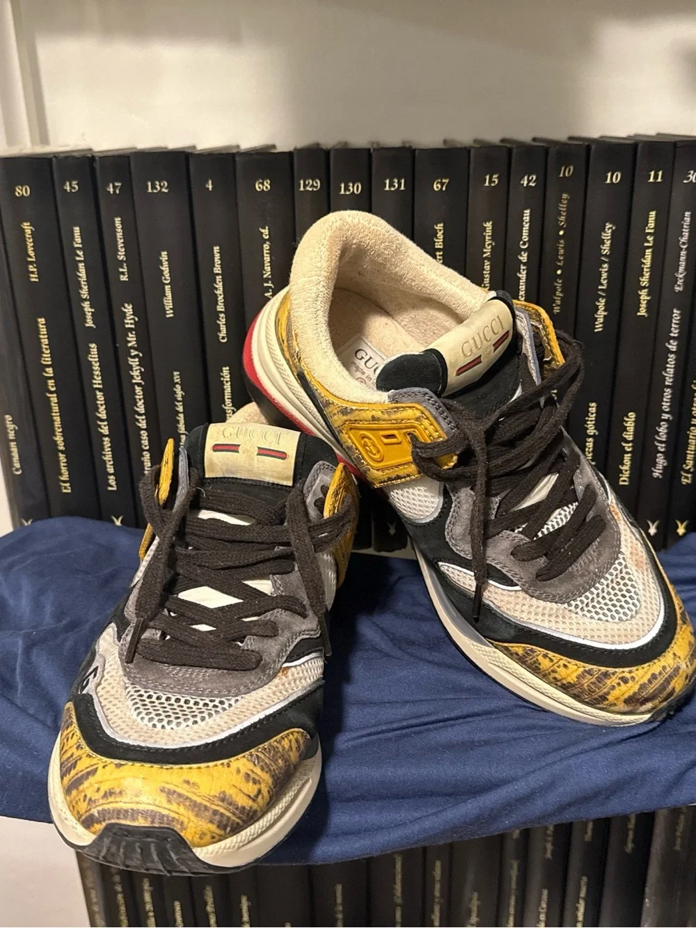 Men’s Gucci Ultrapace sneakers in yellow tejus printed colorway
